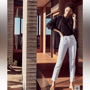 J. Crew 10" Vintage Slim-Straight Jeans‎ High Rise in White Size 35 NWT